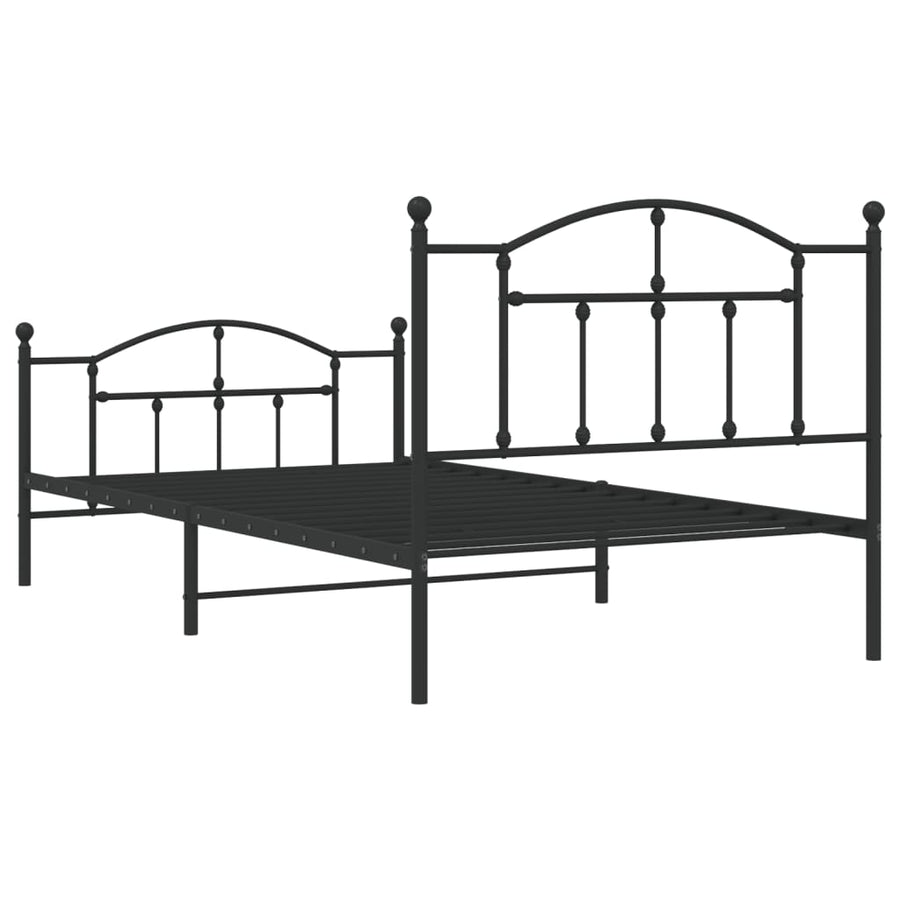 Bedframe Met Hoofd- En Voeteneinde Metaal 107 x 203 cm Zwart met hoofdbord & voetbord