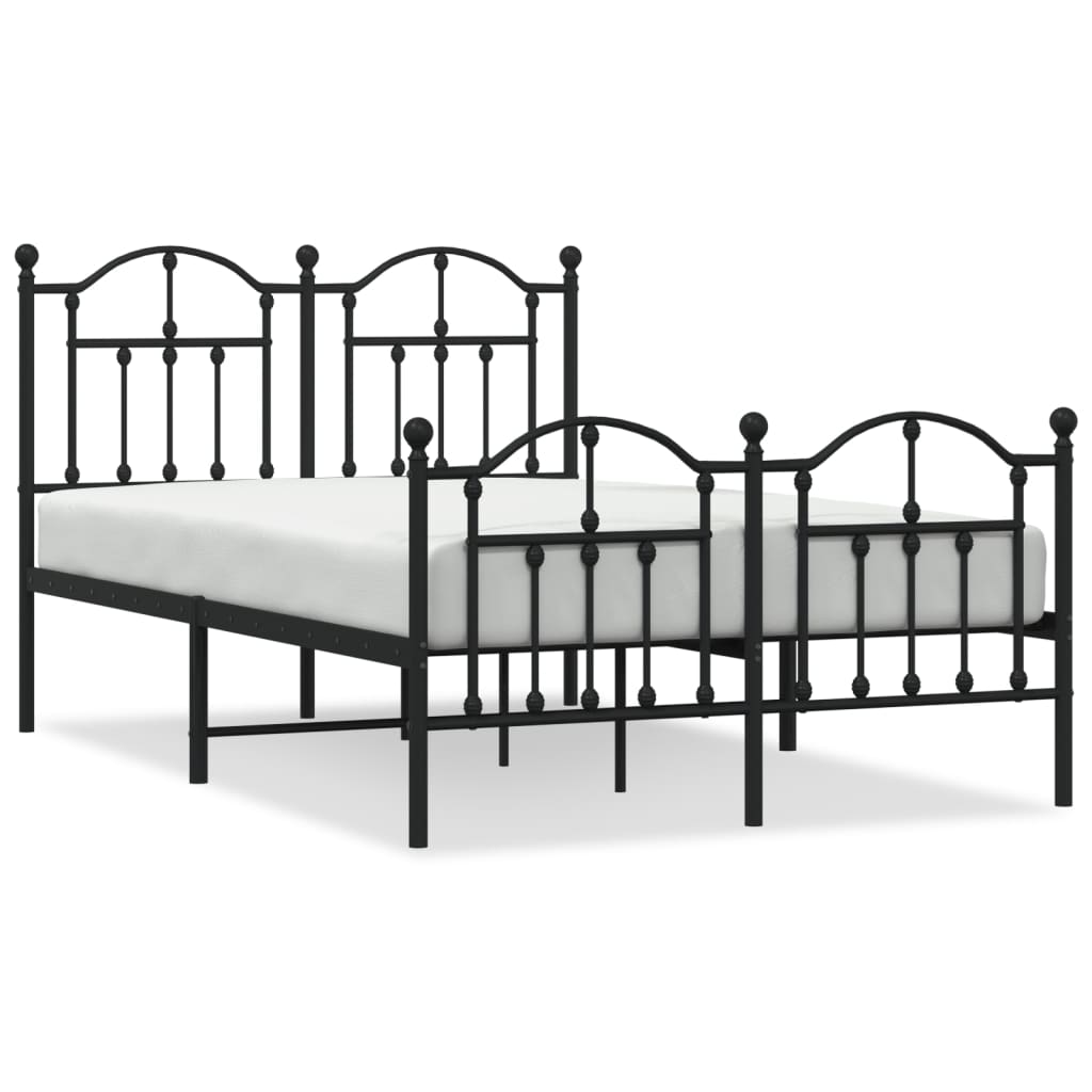 Bedframe Met Hoofd- En Voeteneinde Metaal 120 x 190 cm Zwart met hoofdbord & voetbord