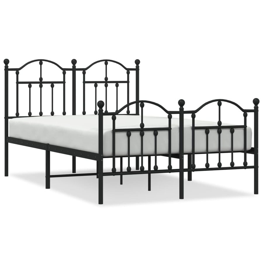 Bedframe Met Hoofd- En Voeteneinde Metaal 120 x 190 cm Zwart met hoofdbord & voetbord