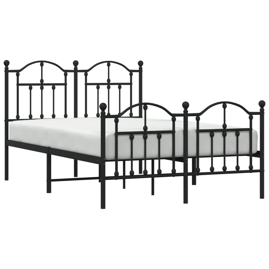 Bedframe Met Hoofd- En Voeteneinde Metaal 120 x 190 cm Zwart met hoofdbord & voetbord