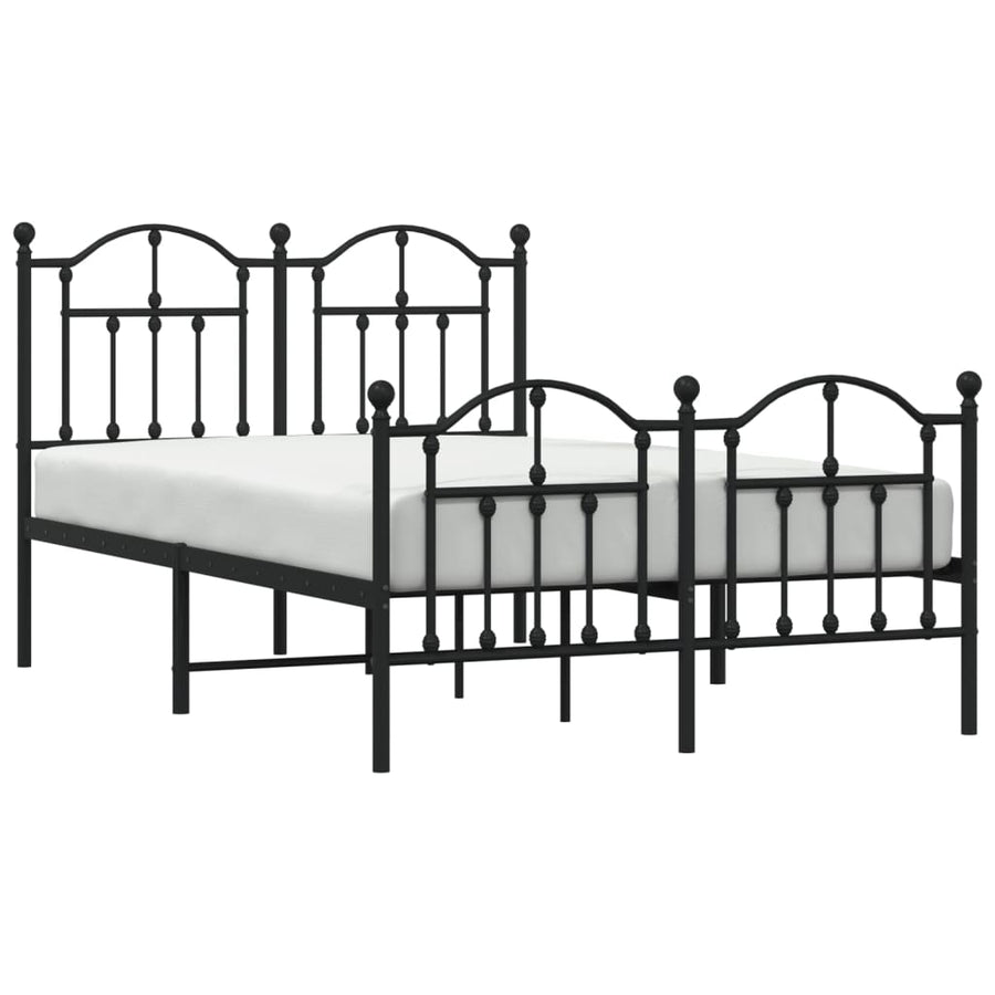 Bedframe Met Hoofd- En Voeteneinde Metaal 120 x 190 cm Zwart met hoofdbord & voetbord