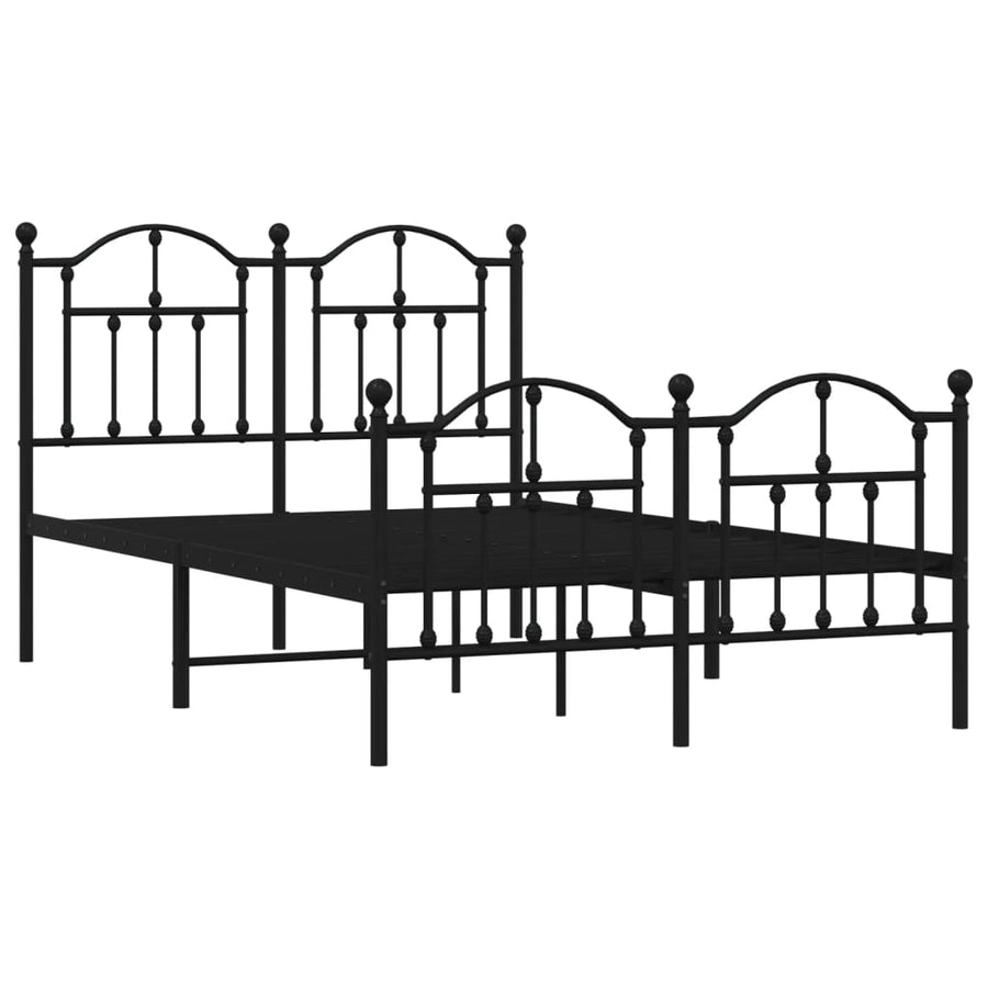Bedframe Met Hoofd- En Voeteneinde Metaal 120 x 190 cm Zwart met hoofdbord & voetbord