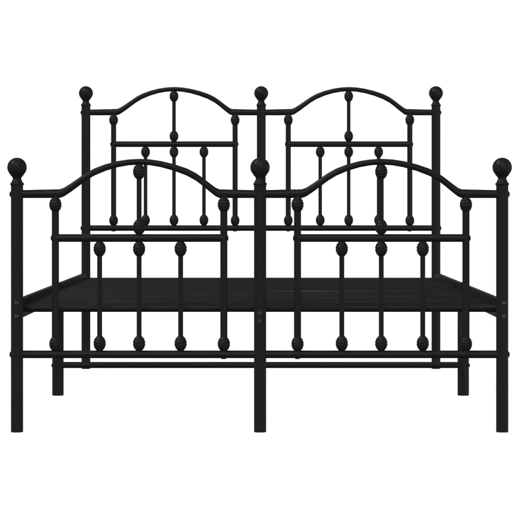 Bedframe Met Hoofd- En Voeteneinde Metaal 120 x 190 cm Zwart met hoofdbord & voetbord