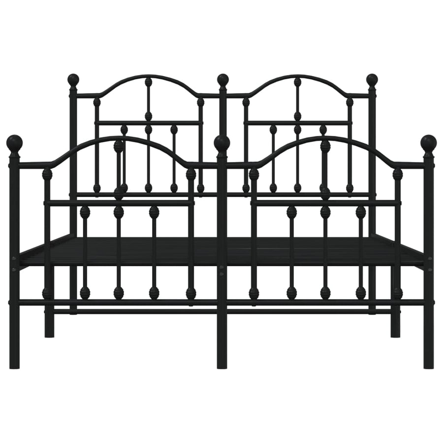 Bedframe Met Hoofd- En Voeteneinde Metaal 120 x 190 cm Zwart met hoofdbord & voetbord