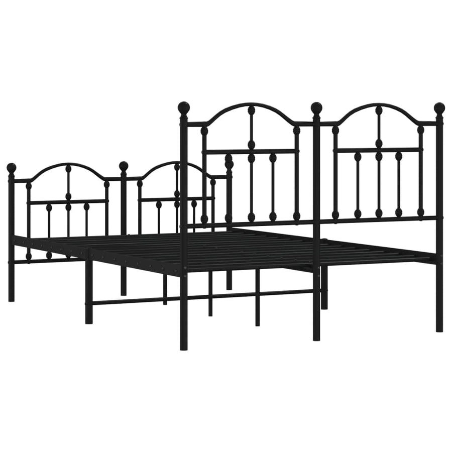 Bedframe Met Hoofd- En Voeteneinde Metaal 120 x 190 cm Zwart met hoofdbord & voetbord