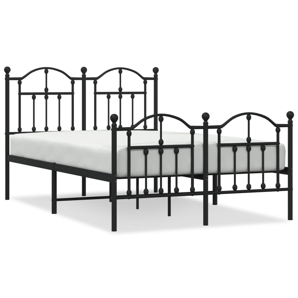 Bedframe Met Hoofd- En Voeteneinde Metaal 120 x 200 cm Zwart met hoofdbord & voetbord