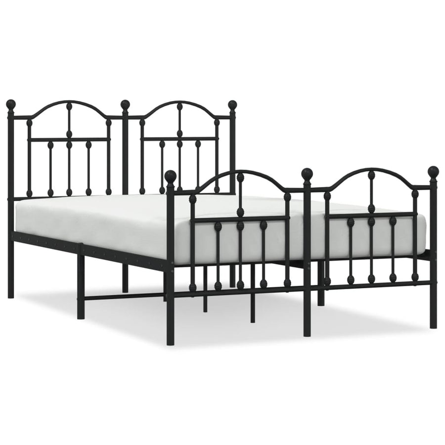 Bedframe Met Hoofd- En Voeteneinde Metaal 120 x 200 cm Zwart met hoofdbord & voetbord