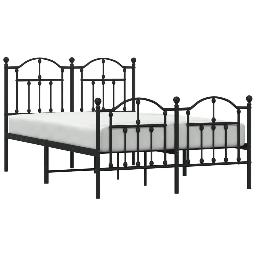 Bedframe Met Hoofd- En Voeteneinde Metaal 120 x 200 cm Zwart met hoofdbord & voetbord