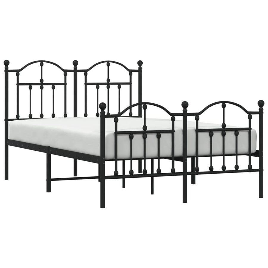 Bedframe Met Hoofd- En Voeteneinde Metaal 120 x 200 cm Zwart met hoofdbord & voetbord