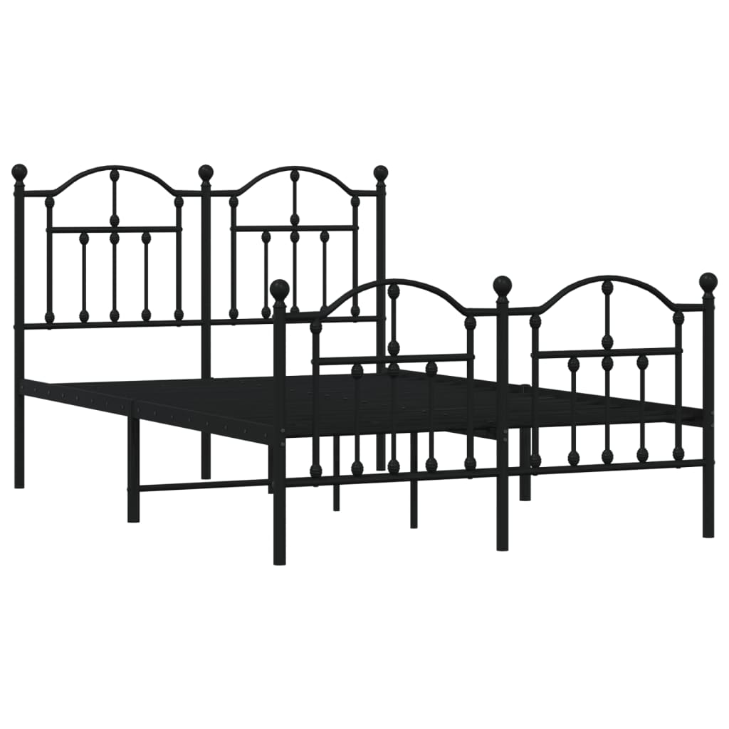 Bedframe Met Hoofd- En Voeteneinde Metaal 120 x 200 cm Zwart met hoofdbord & voetbord