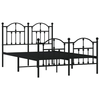 Bedframe Met Hoofd- En Voeteneinde Metaal 120 x 200 cm Zwart met hoofdbord & voetbord