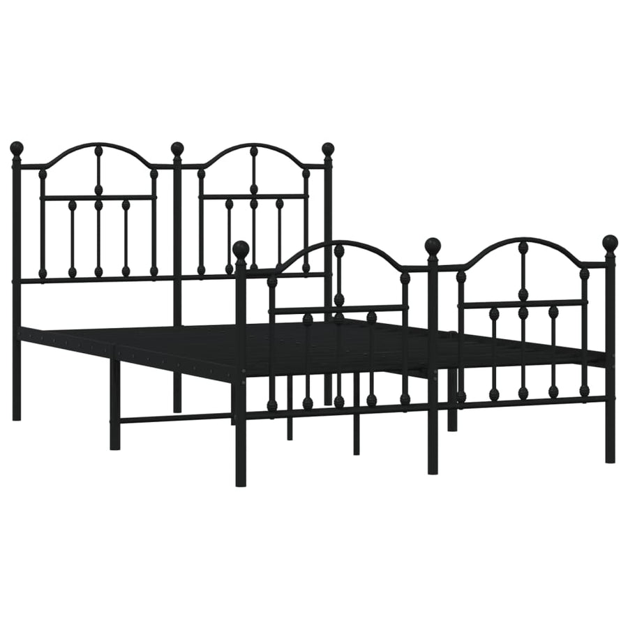 Bedframe Met Hoofd- En Voeteneinde Metaal 120 x 200 cm Zwart met hoofdbord & voetbord