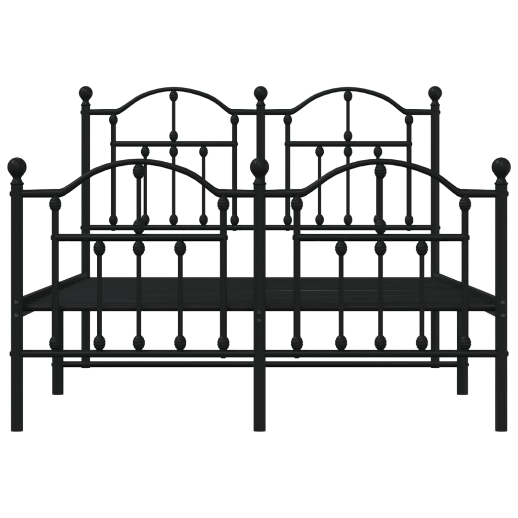 Bedframe Met Hoofd- En Voeteneinde Metaal 120 x 200 cm Zwart met hoofdbord & voetbord