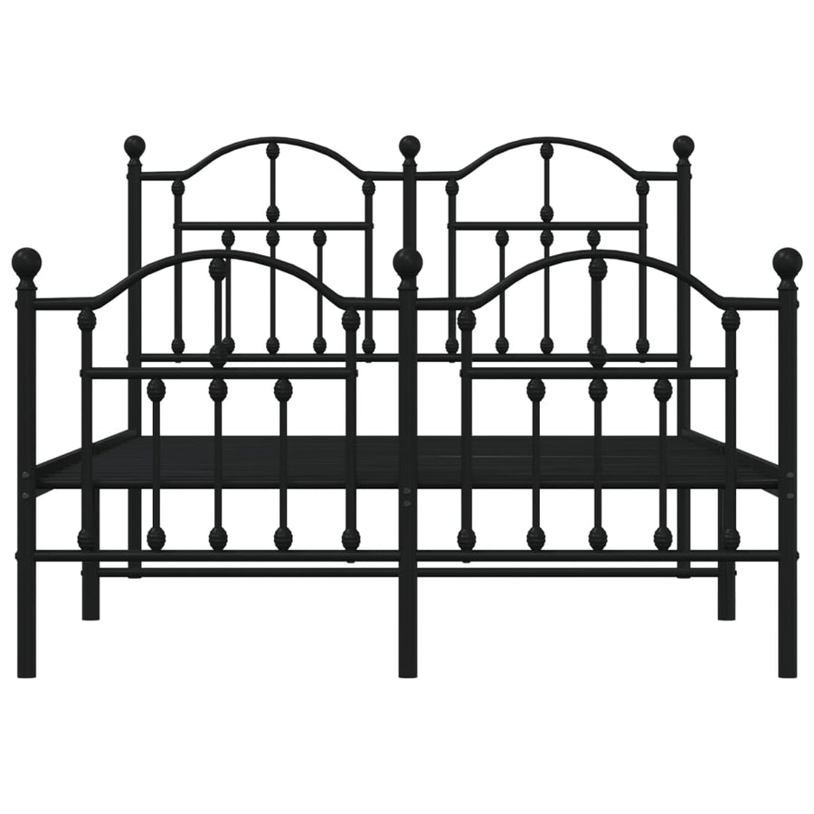 Bedframe Met Hoofd- En Voeteneinde Metaal 120 x 200 cm Zwart met hoofdbord & voetbord