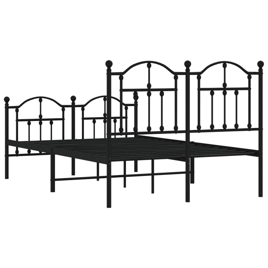 Bedframe Met Hoofd- En Voeteneinde Metaal 120 x 200 cm Zwart met hoofdbord & voetbord