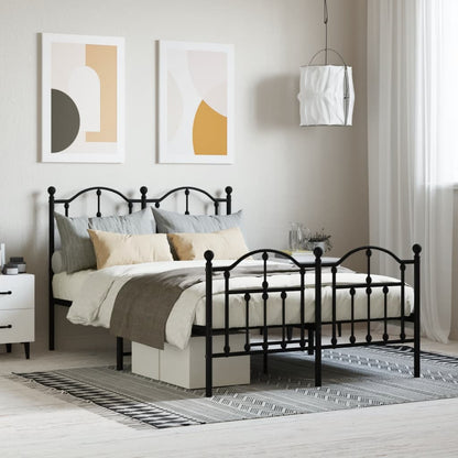 Bedframe Met Hoofd- En Voeteneinde Metaal 120 x 200 cm Zwart met hoofdbord & voetbord