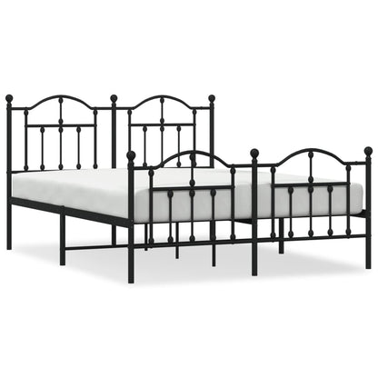Bedframe Met Hoofd- En Voeteneinde Metaal 135 x 190 cm Zwart met hoofdbord & voetbord