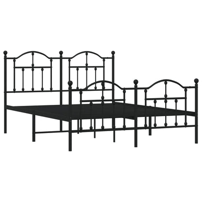 Bedframe Met Hoofd- En Voeteneinde Metaal 135 x 190 cm Zwart met hoofdbord & voetbord