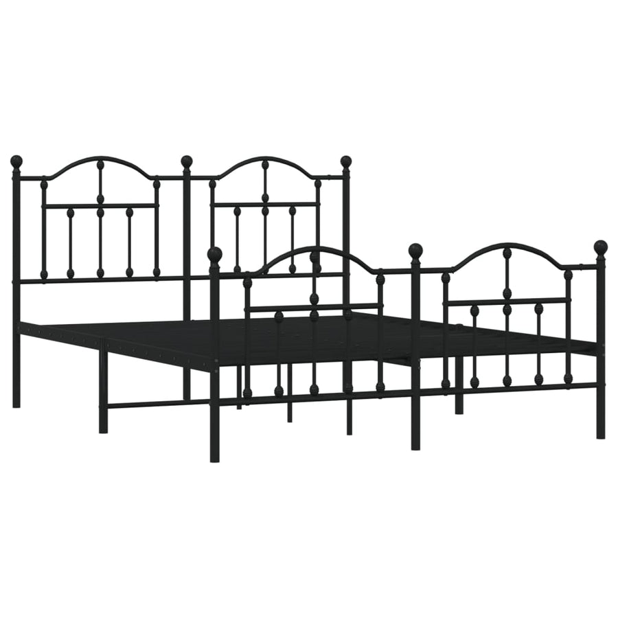 Bedframe Met Hoofd- En Voeteneinde Metaal 135 x 190 cm Zwart met hoofdbord & voetbord