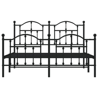 Bedframe Met Hoofd- En Voeteneinde Metaal 135 x 190 cm Zwart met hoofdbord & voetbord