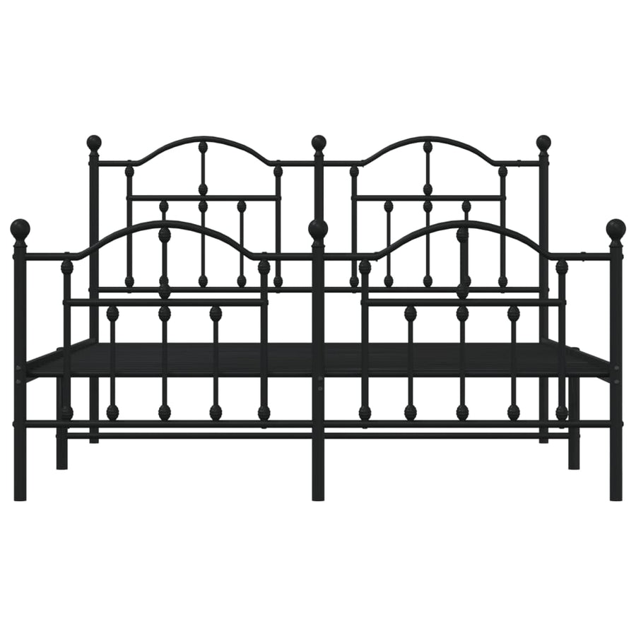 Bedframe Met Hoofd- En Voeteneinde Metaal 135 x 190 cm Zwart met hoofdbord & voetbord