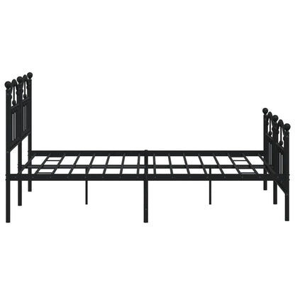 Bedframe Met Hoofd- En Voeteneinde Metaal 135 x 190 cm Zwart met hoofdbord & voetbord