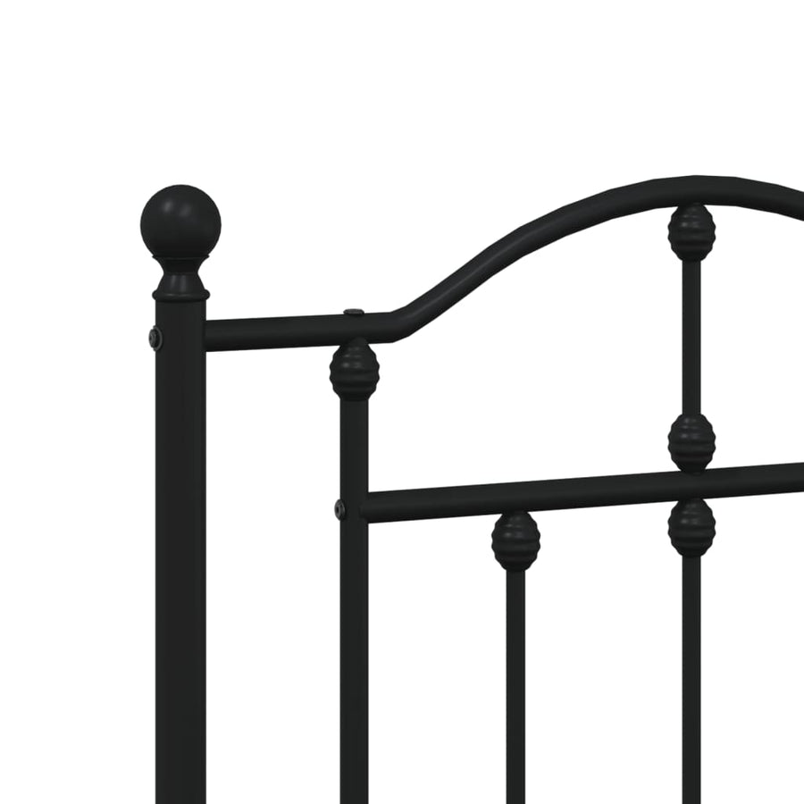 Bedframe Met Hoofd- En Voeteneinde Metaal 135 x 190 cm Zwart met hoofdbord & voetbord