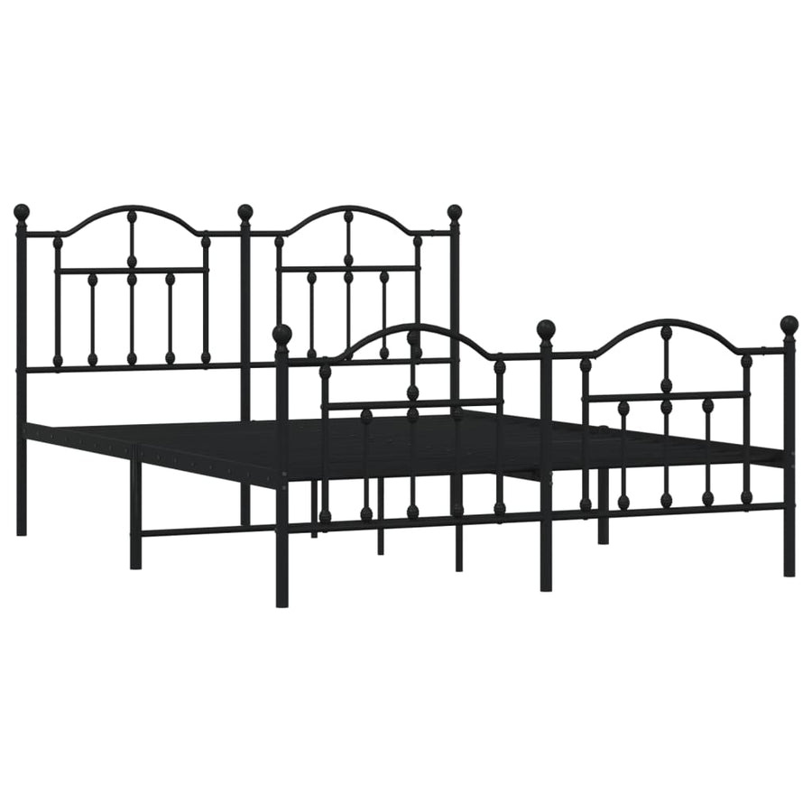 Bedframe Met Hoofd- En Voeteneinde Metaal 140 x 190 cm Zwart met hoofdbord & voetbord