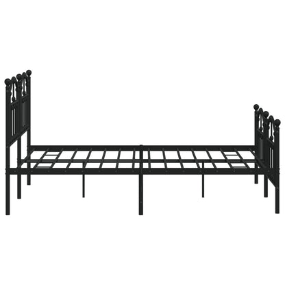 Bedframe Met Hoofd- En Voeteneinde Metaal 140 x 190 cm Zwart met hoofdbord & voetbord