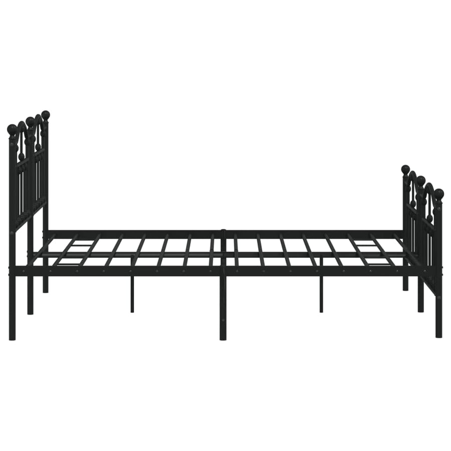 Bedframe Met Hoofd- En Voeteneinde Metaal 140 x 190 cm Zwart met hoofdbord & voetbord