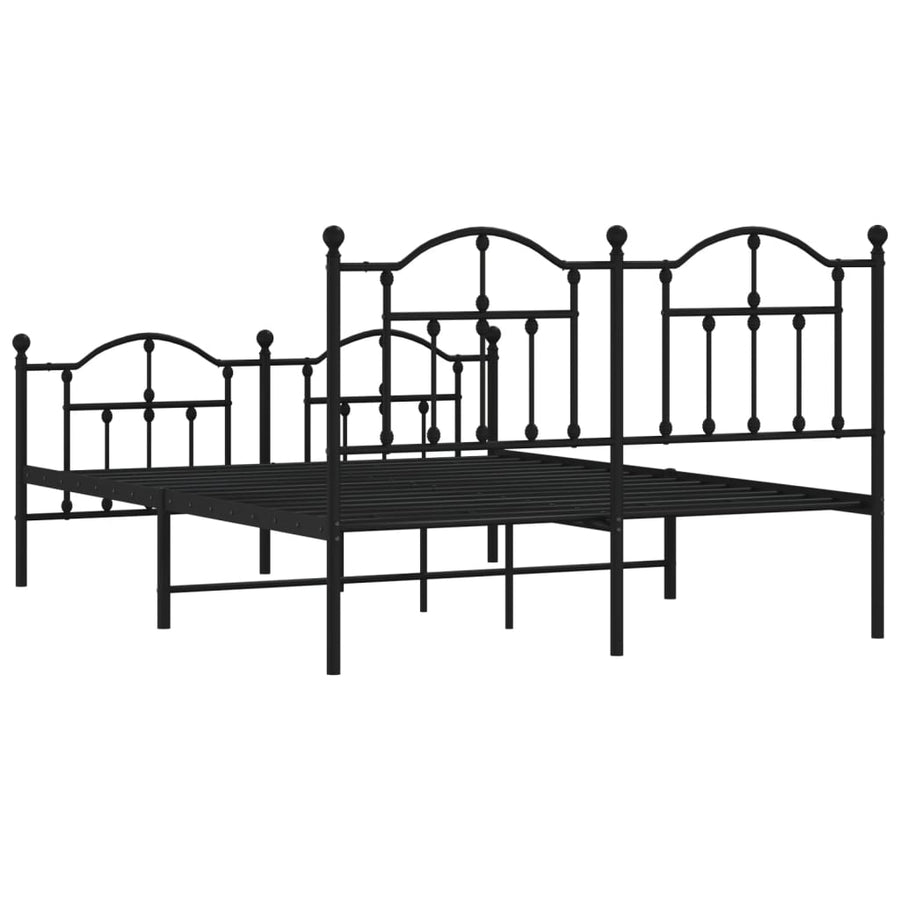 Bedframe Met Hoofd- En Voeteneinde Metaal 140 x 190 cm Zwart met hoofdbord & voetbord