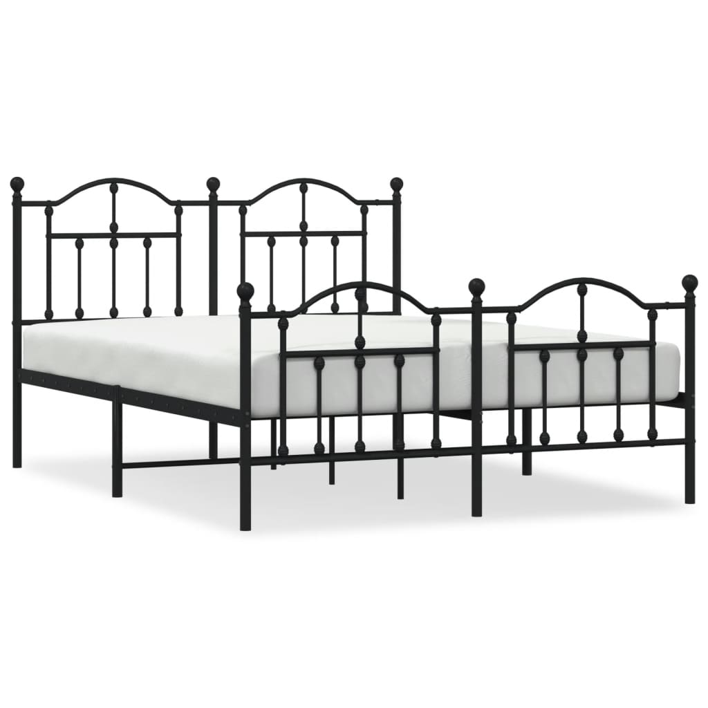 Bedframe Met Hoofd- En Voeteneinde Metaal 140 x 200 cm Zwart met hoofdbord & voetbord