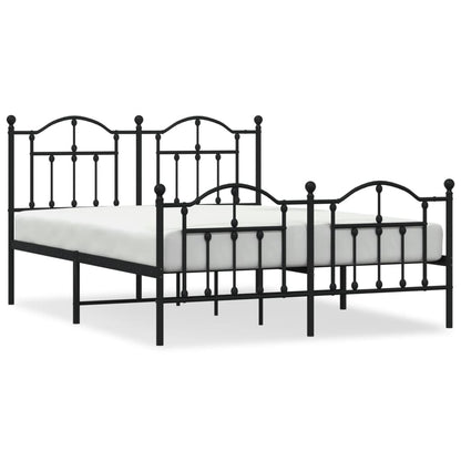 Bedframe Met Hoofd- En Voeteneinde Metaal 140 x 200 cm Zwart met hoofdbord & voetbord
