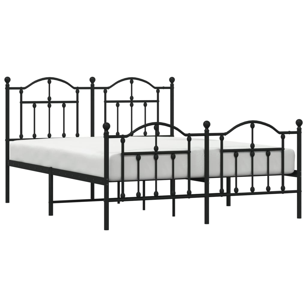 Bedframe Met Hoofd- En Voeteneinde Metaal 140 x 200 cm Zwart met hoofdbord & voetbord