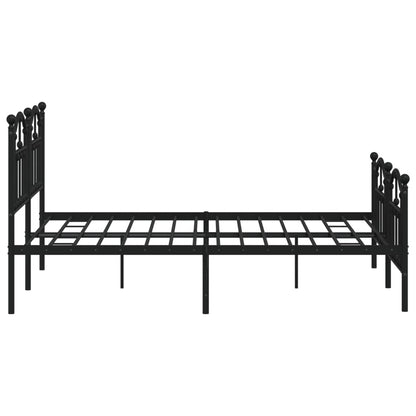 Bedframe Met Hoofd- En Voeteneinde Metaal 140 x 200 cm Zwart met hoofdbord & voetbord