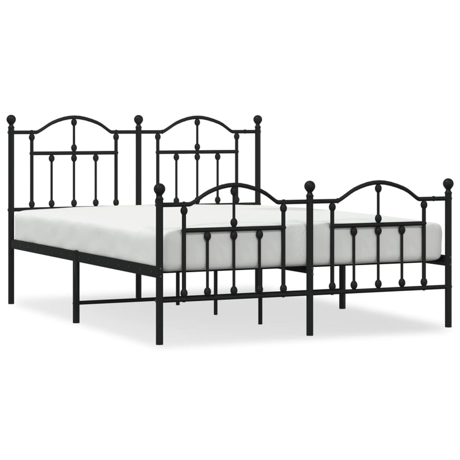 Bedframe Met Hoofd- En Voeteneinde Metaal 150 x 200 cm Zwart met hoofdbord & voetbord