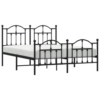 Bedframe Met Hoofd- En Voeteneinde Metaal 150 x 200 cm Zwart met hoofdbord & voetbord