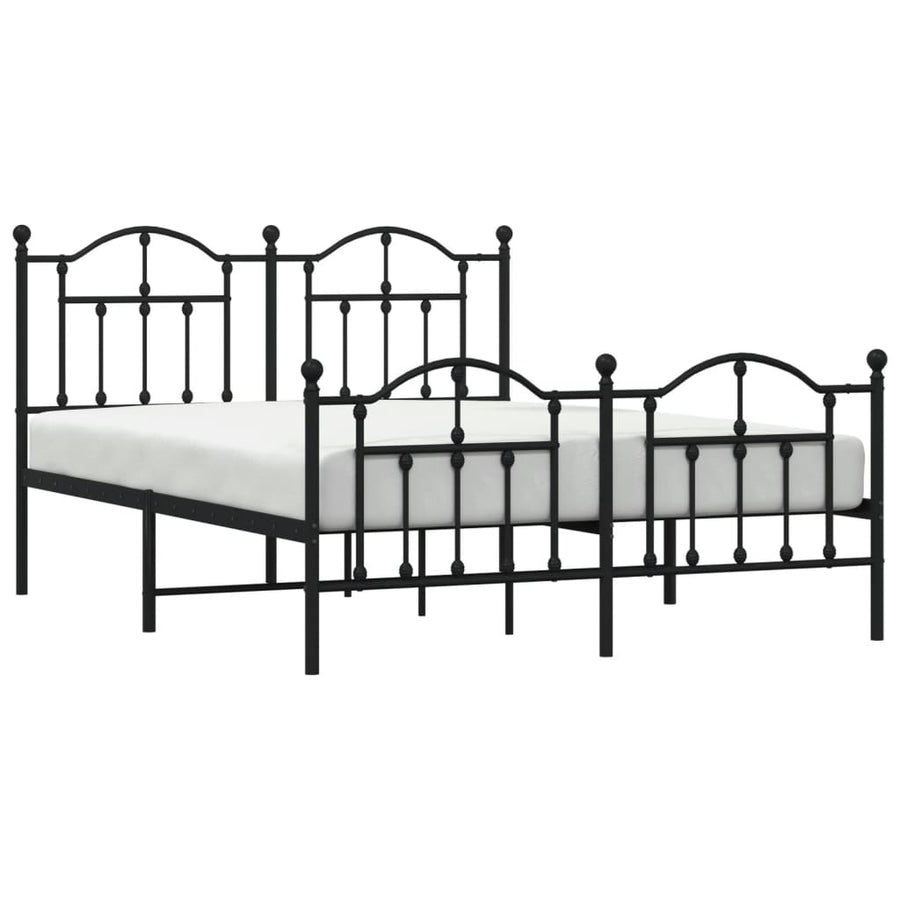 Bedframe Met Hoofd- En Voeteneinde Metaal 150 x 200 cm Zwart met hoofdbord & voetbord