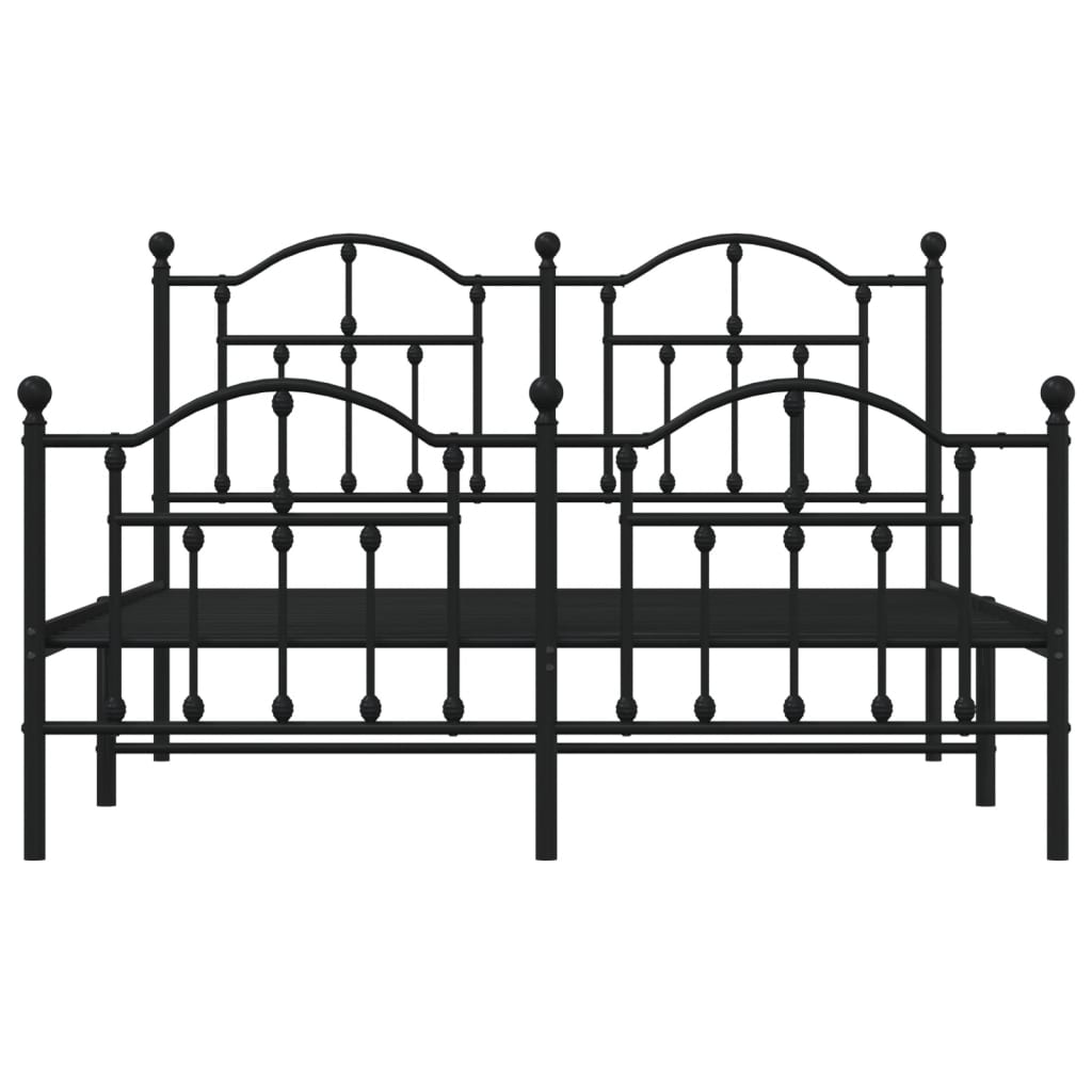 Bedframe Met Hoofd- En Voeteneinde Metaal 150 x 200 cm Zwart met hoofdbord & voetbord
