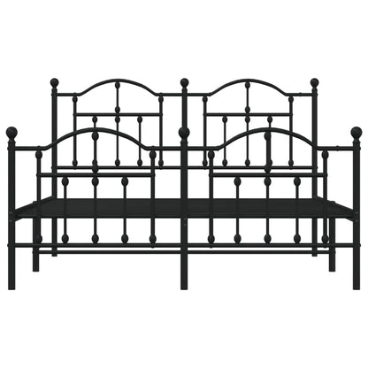 Bedframe Met Hoofd- En Voeteneinde Metaal 150 x 200 cm Zwart met hoofdbord & voetbord