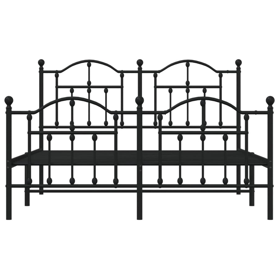 Bedframe Met Hoofd- En Voeteneinde Metaal 150 x 200 cm Zwart met hoofdbord & voetbord