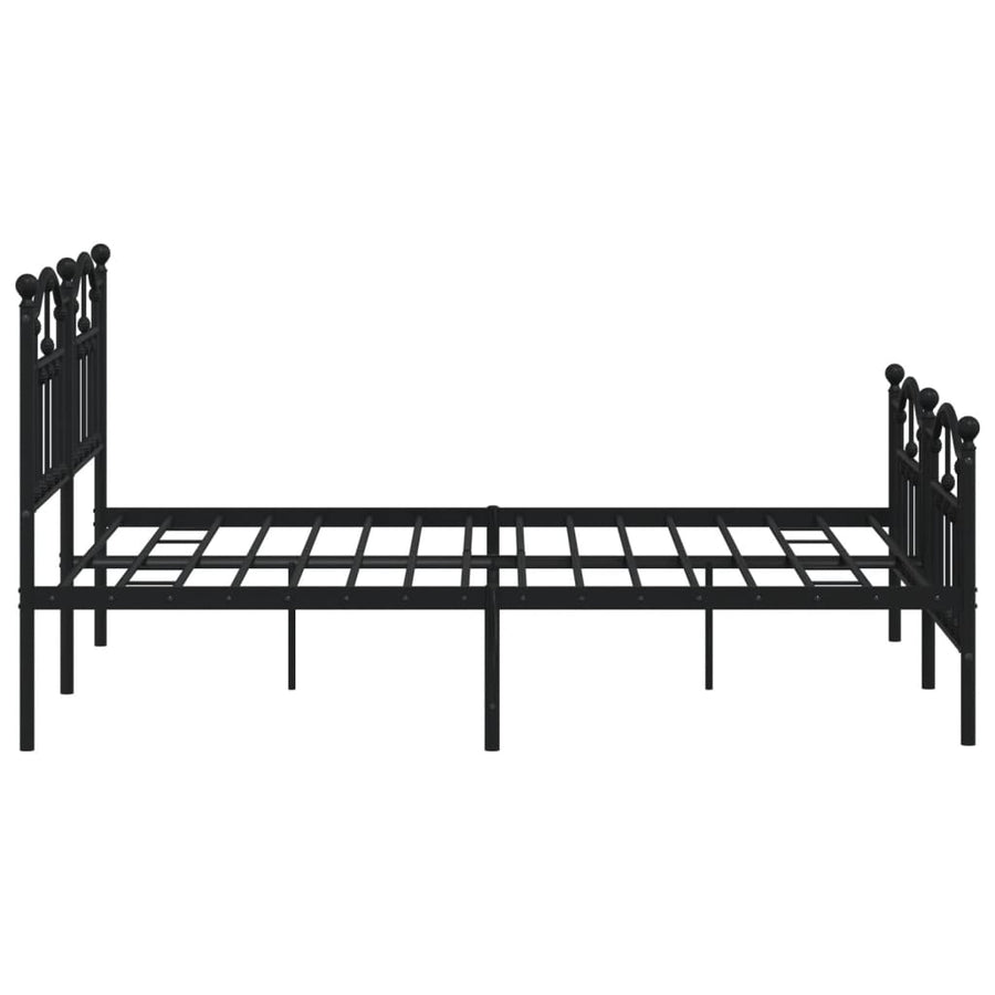 Bedframe Met Hoofd- En Voeteneinde Metaal 150 x 200 cm Zwart met hoofdbord & voetbord