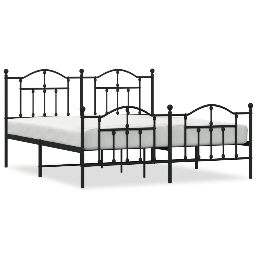 Bedframe Met Hoofd- En Voeteneinde Metaal 160 x 200 cm Zwart met hoofdbord & voetbord
