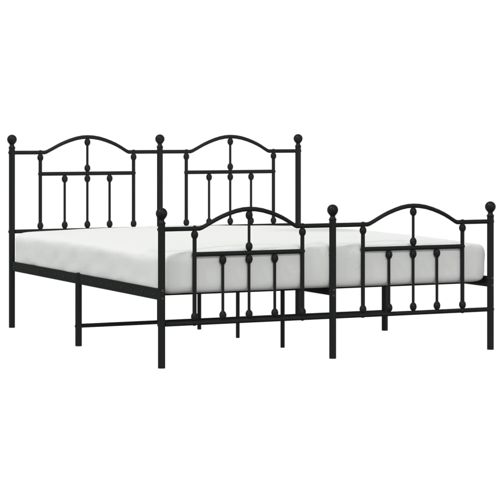 Bedframe Met Hoofd- En Voeteneinde Metaal 160 x 200 cm Zwart met hoofdbord & voetbord