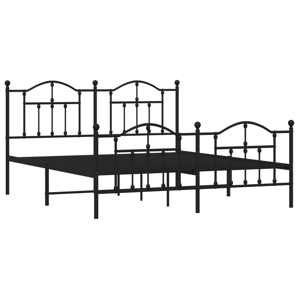 Bedframe Met Hoofd- En Voeteneinde Metaal 160 x 200 cm Zwart met hoofdbord & voetbord