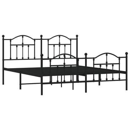 Bedframe Met Hoofd- En Voeteneinde Metaal 160 x 200 cm Zwart met hoofdbord & voetbord