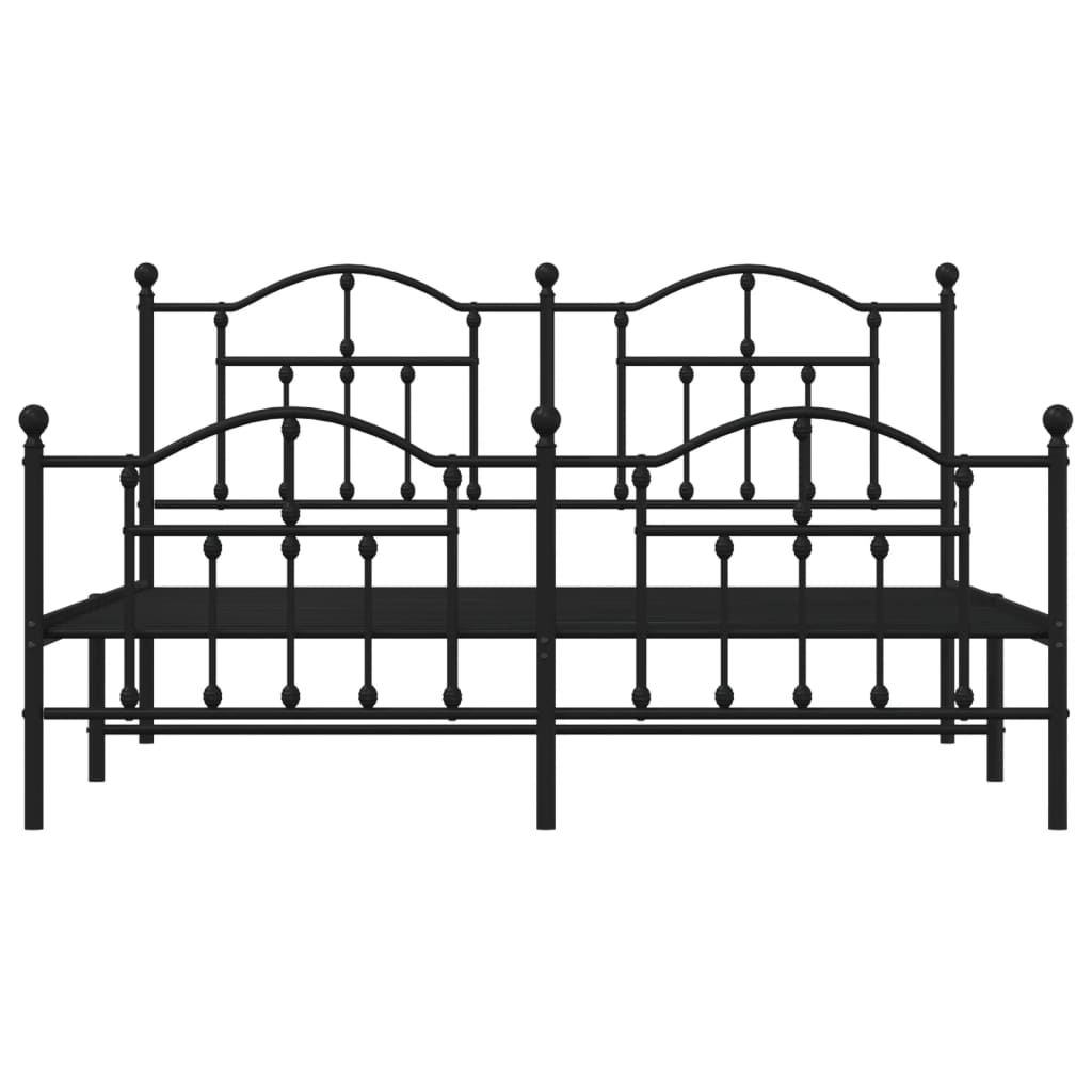 Bedframe Met Hoofd- En Voeteneinde Metaal 160 x 200 cm Zwart met hoofdbord & voetbord