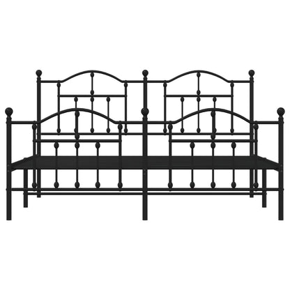 Bedframe Met Hoofd- En Voeteneinde Metaal 160 x 200 cm Zwart met hoofdbord & voetbord