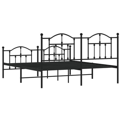 Bedframe Met Hoofd- En Voeteneinde Metaal 160 x 200 cm Zwart met hoofdbord & voetbord