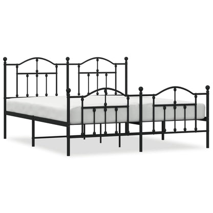 Bedframe Met Hoofd- En Voeteneinde Metaal 180 x 200 cm Zwart met hoofdbord & voetbord